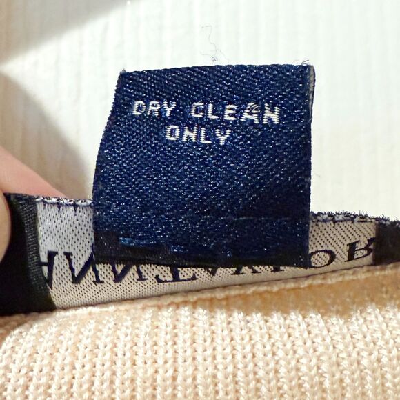 VTG Ann Taylor 100% Silk Cream Ivory Beaded Blue Floral Single Button Cardigan L - Picture 7 of 12